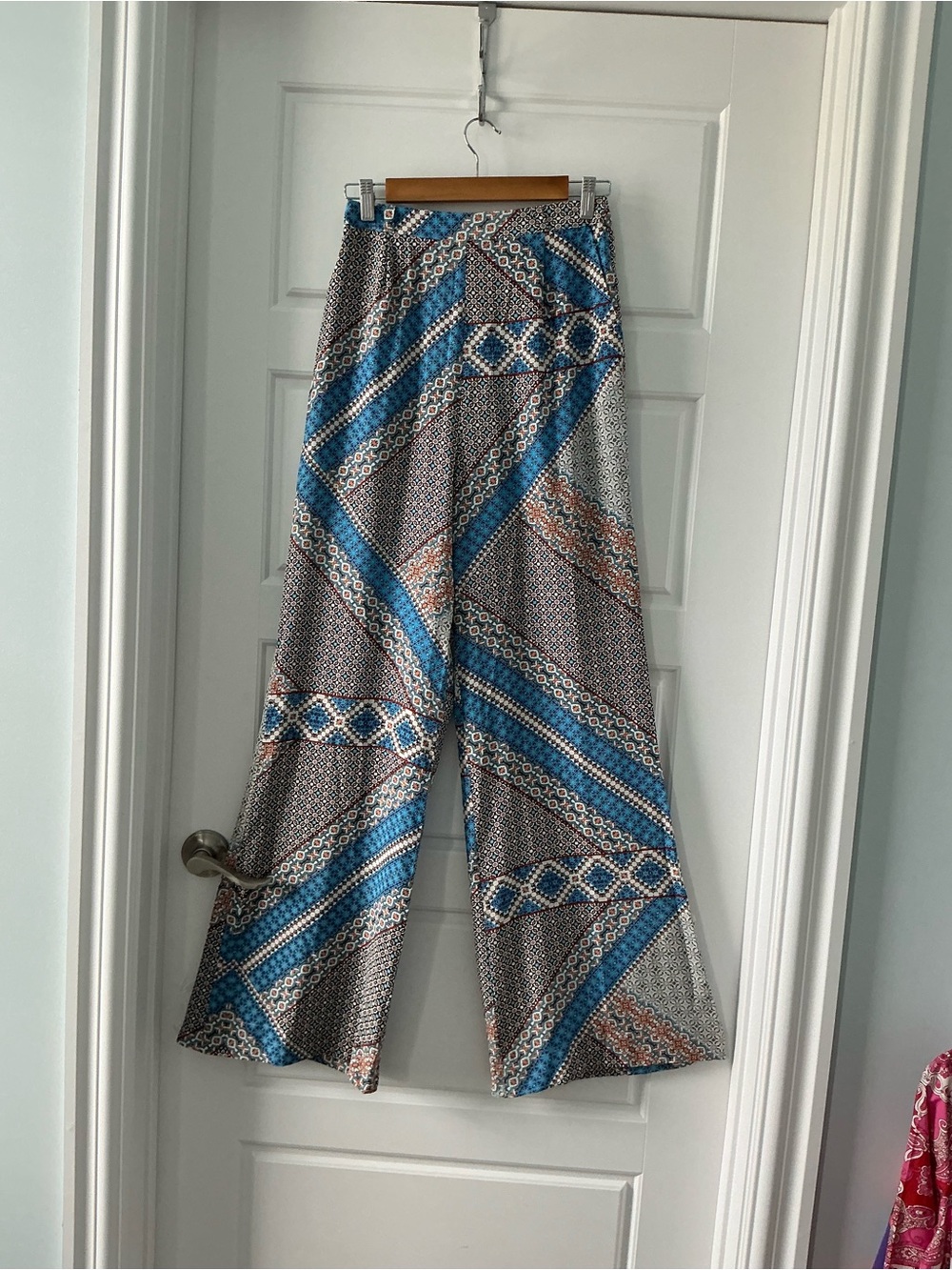 Yumi Kim Blue & Cream Wide-Leg Printed Palazzo Pants